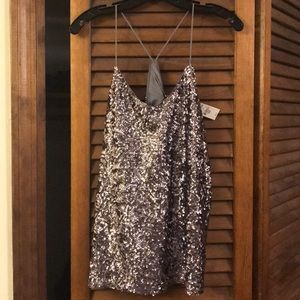 NWT Express silver sequin tank